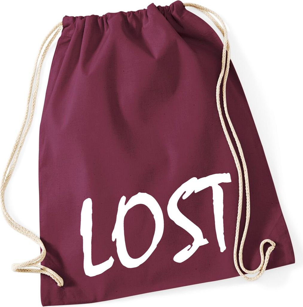 Huuraa Turnbeutel Lost Jugendwort 12 Liter Burgundy Baumwolle Rucksack Geschenkidee