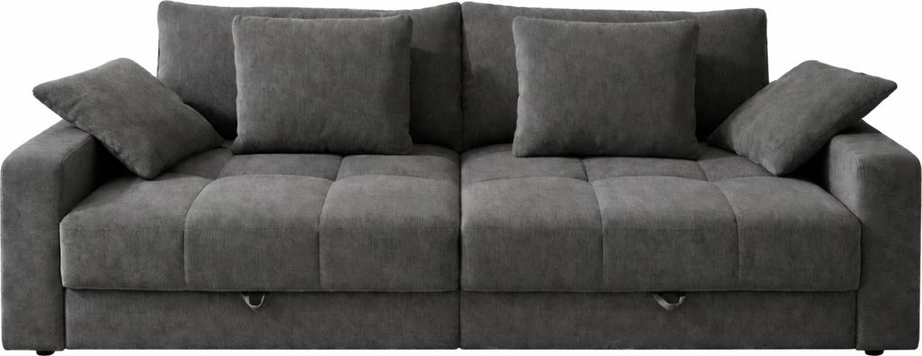 Big-Sofa 284 cm breit Wellenunterfederung Lounge-Couch Stauraum Chenille in Grau / 15243