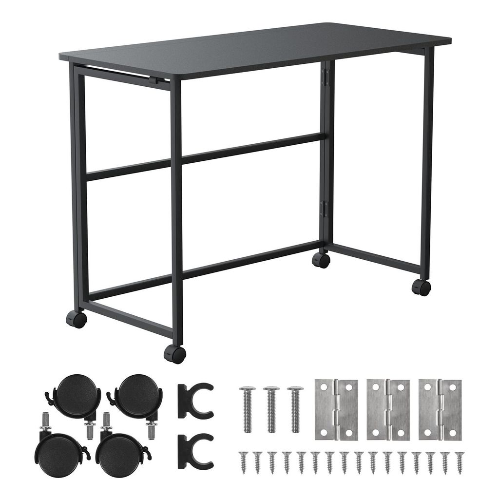 Maclean Klapptisch schwarz mobil Platte 100x50cm max. 50kg Produktbild 