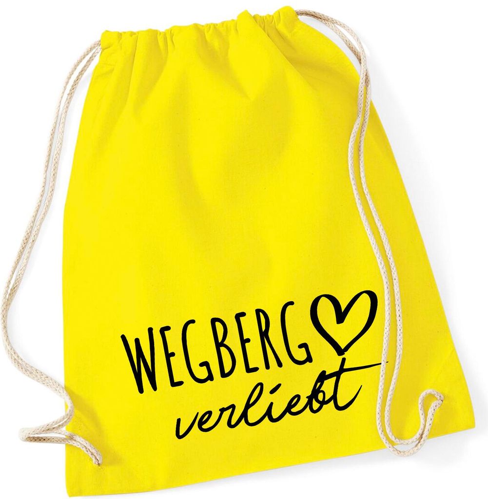 Huuraa Turnbeutel Wegberg verliebt 12 Liter Yellow Baumwolle Rucksack Geschenkidee