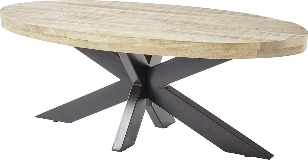 Lisa Design Manzanilla Table Basse en Bois Massif et Noir 120 cm
