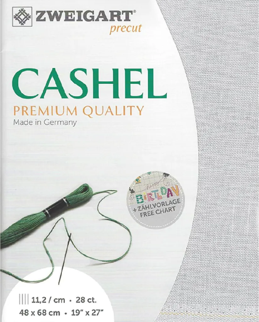 Tessuto Ricamo Lino Zweigart Cashel 28ct Grigio Perla 48x68cm