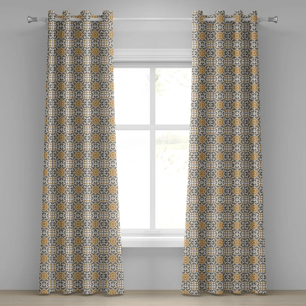 Rideau géométrie spiralée à œillets 280x175 cm imprimé de luxe
