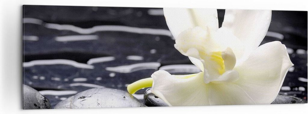 Bild auf Leinwand - Leinwandbild - Spa Orchidee Steine Wasser - 160x50cm - Wand Bild - Wanddeko - Leinwanddruck - Bilder - Kunstdruck - Wanddekorat...
