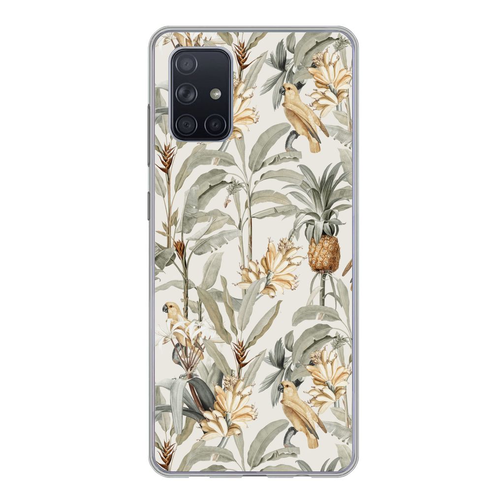 MuchoWow Handyhülle Schutzhülle Hülle für Samsung Galaxy A51 5G Blume - Ananas - Tropisch Silikon Softcase Handy Hülle - Abbildung