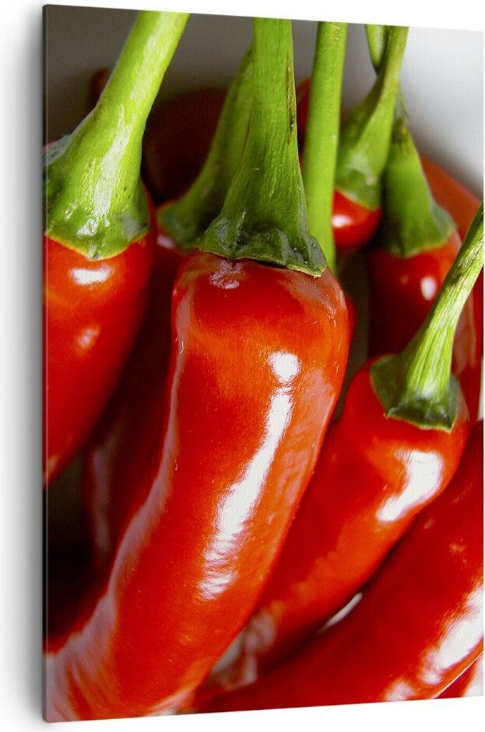 Bild auf Leinwand - Leinwandbild - Einteilig - Gemüse würzig Chili - 70x100cm - Wand Bild - Wanddeko - Wandbilder - Leinwanddruck - Wanddekoratio...