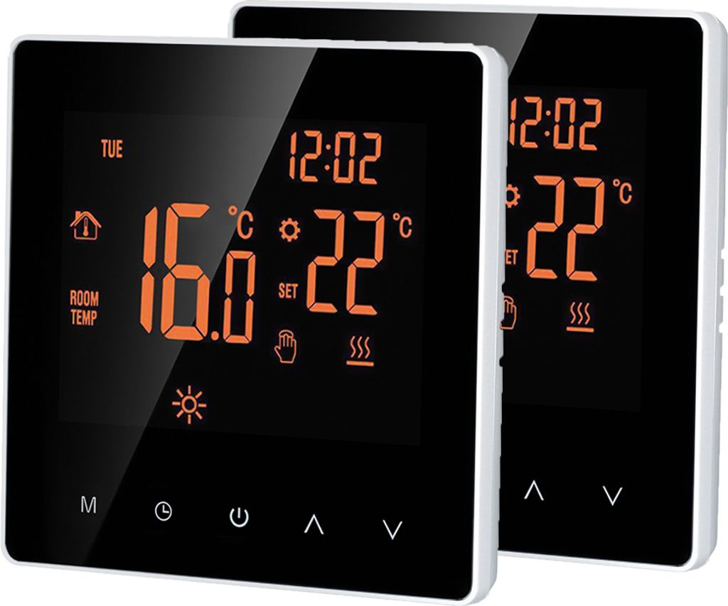 2X Smart Raumthermostat Thermostat, elektrische Fußbodenheizung LCD Touchscreen Wochenprogrammierbarer Kindersperre Speicherfunktion für zu Hause...