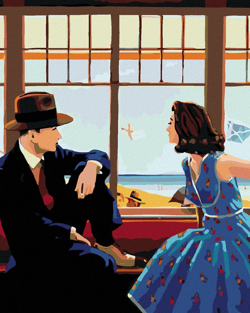 Zuty - Malen nach Zahlen - MEER HINTER DEM FENSTER, 40x50 cm, mit Keilrahmen (bereits gespannt)