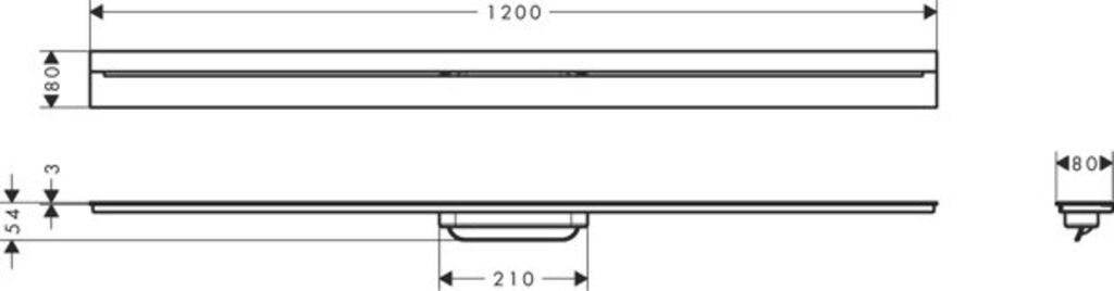 hansgrohe AXOR Drain Fertigset Durschrinne, 1200mm, zur Wandmontage, 42529300