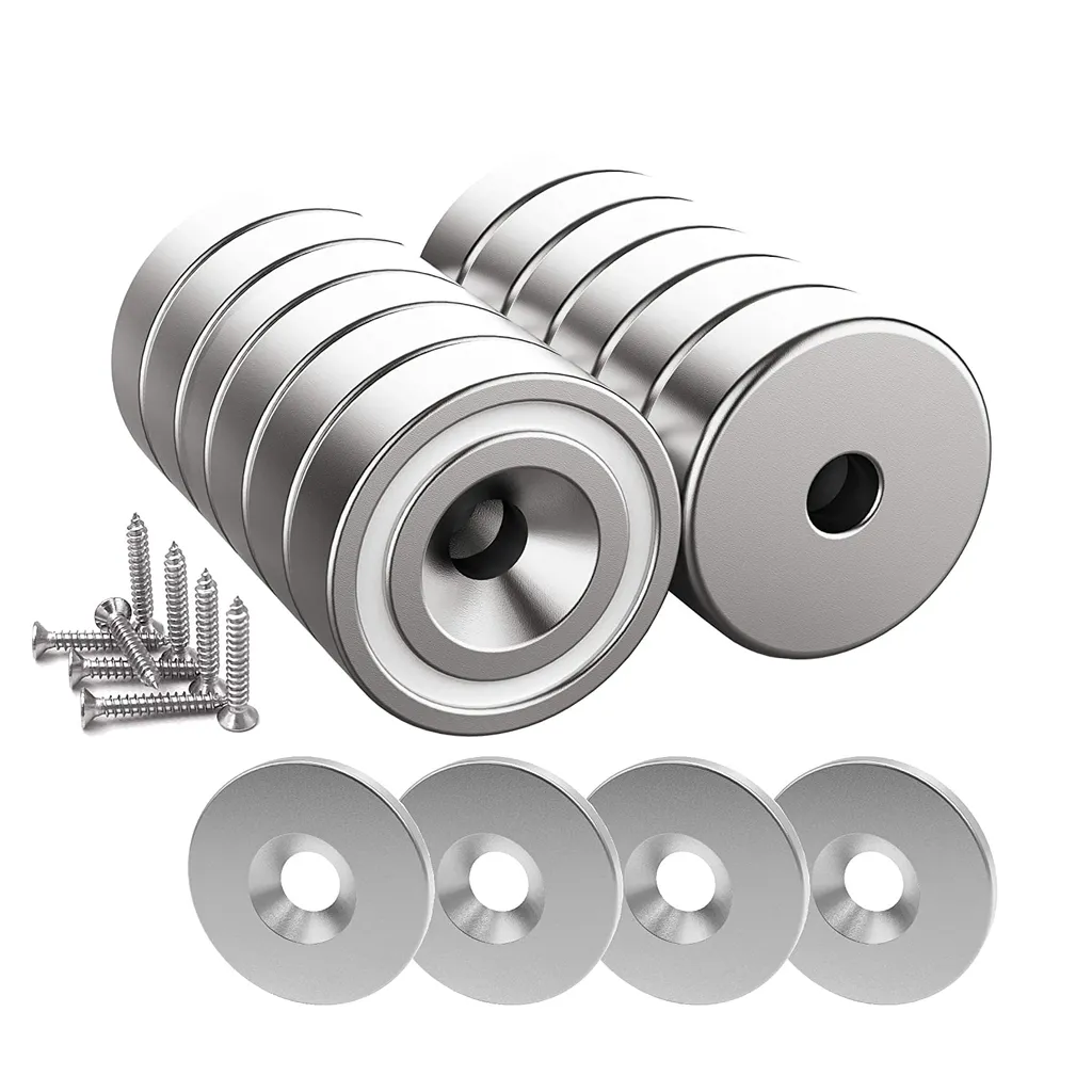 Aimant Néodyme 20x7 mm Force 10 kg Magnetpro avec Trou Fraisé et Vis