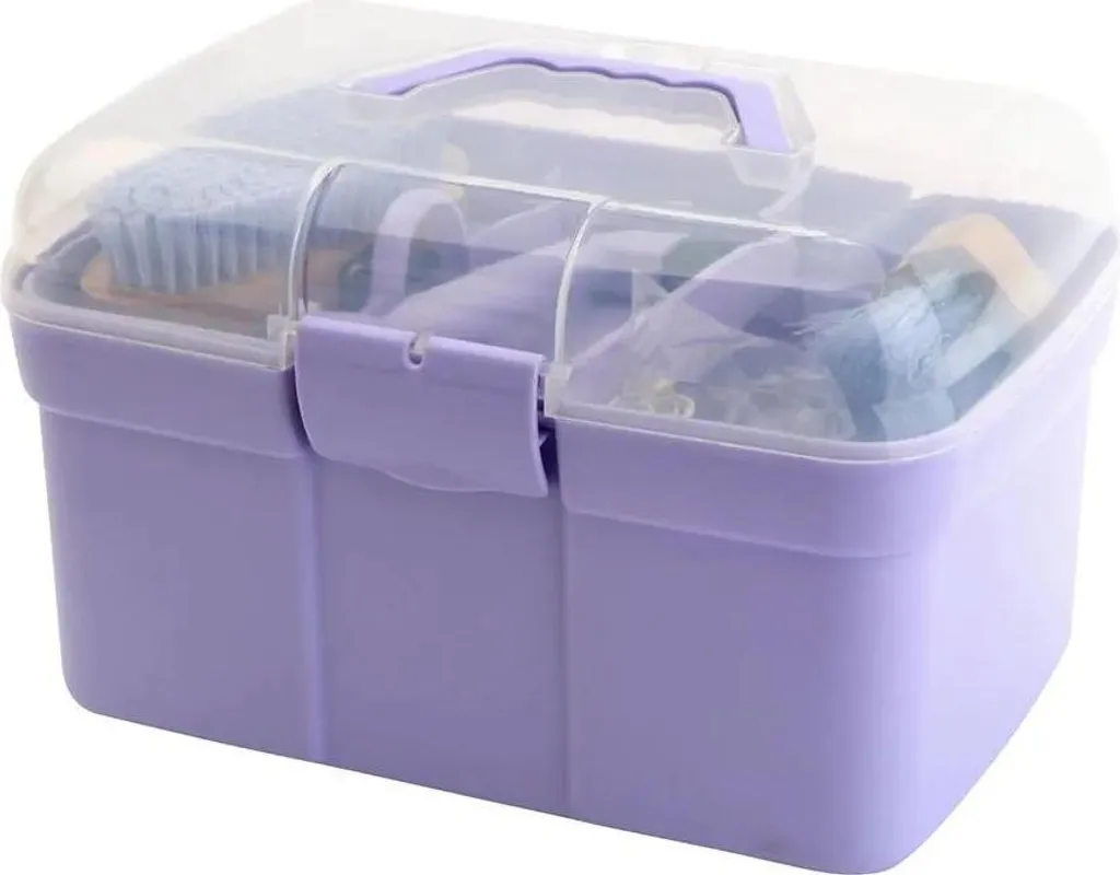 Kit de lustrage avec 9 accessoires de polissage violet 30x17x19 cm