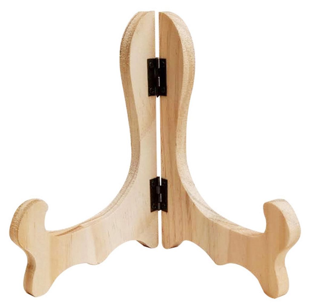 Gebogener, handgefertigter, faltbarer Holzständer für Teller, Tee, Kuchen und mehr – ideal als Dekoration für Cafés und Cafés.