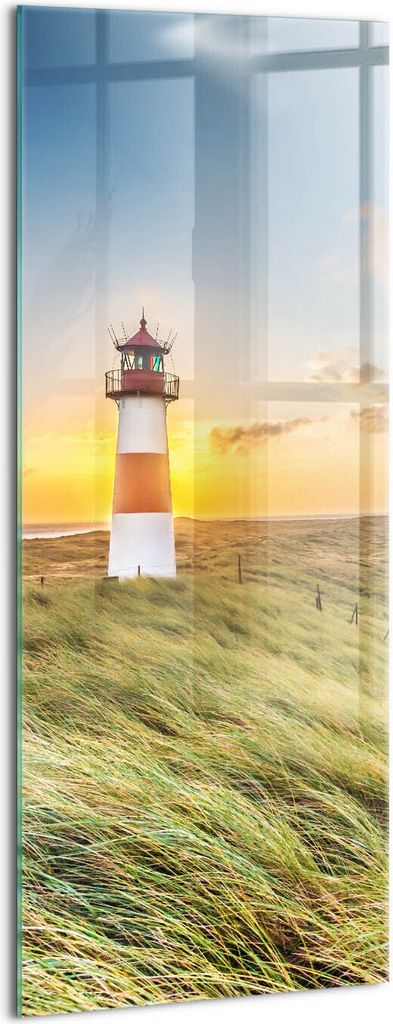 Designer Glasbild - Wandbild - Glas Bild - 50x125 cm - List Leuchtturm Auf Sylt