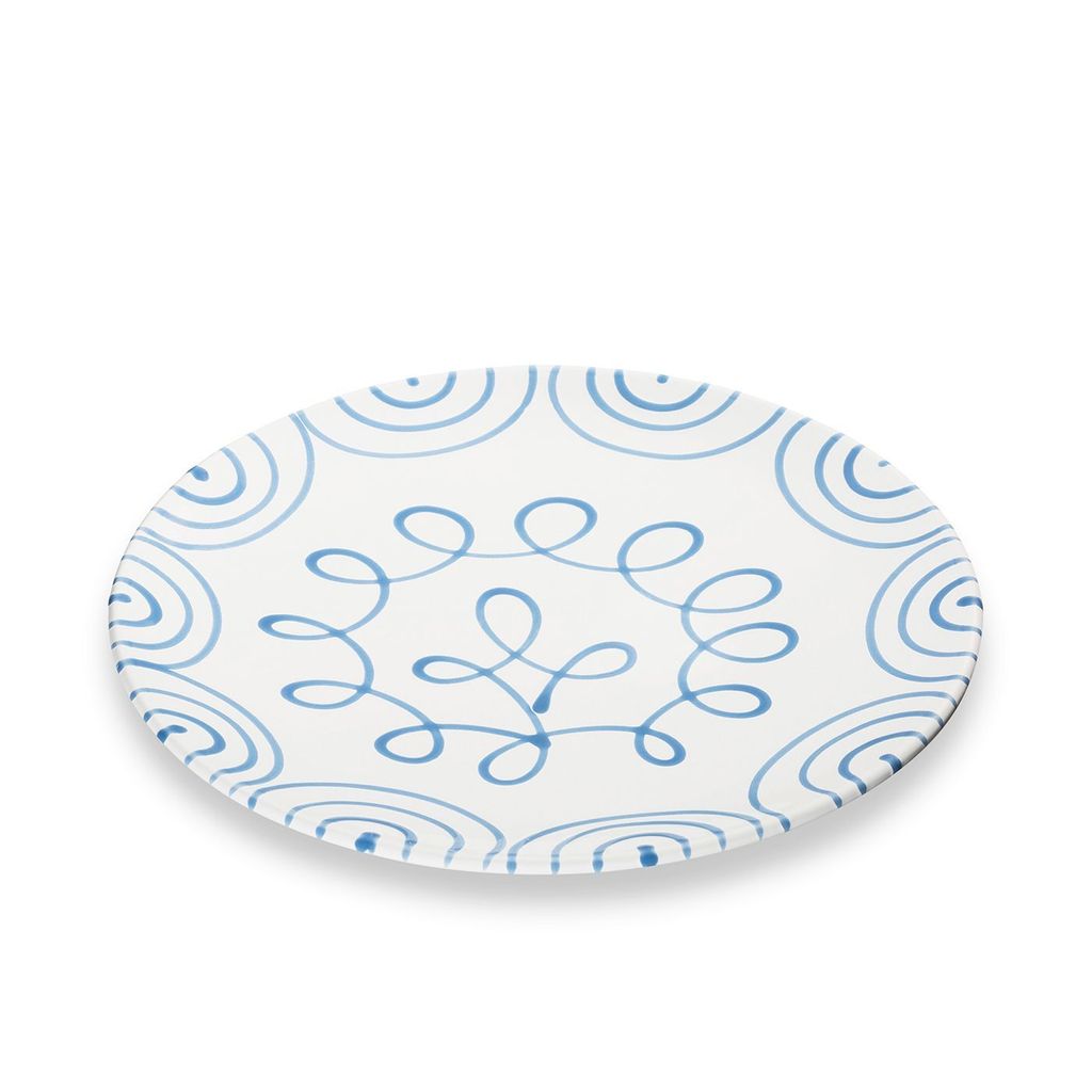 Gmundner Keramik Blaugeflammt flacher Teller 28 cm