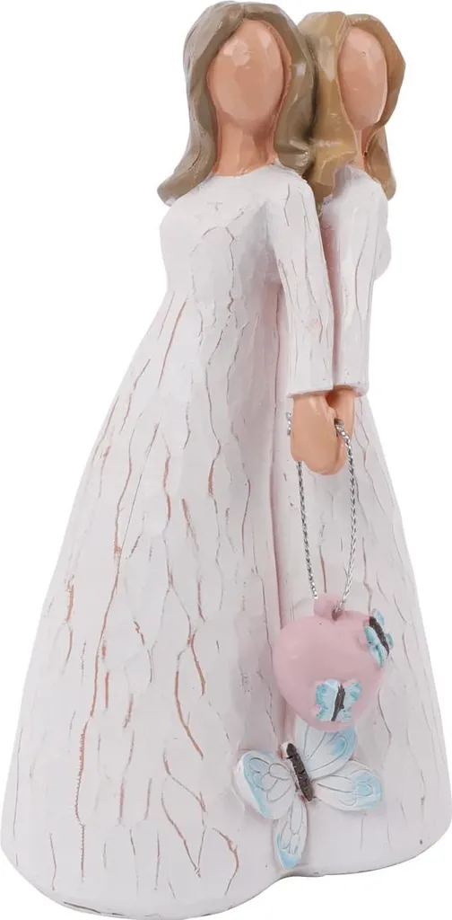 Statuette ange gardien et sœurs 16 cm - Objet déco amitié fait à la main