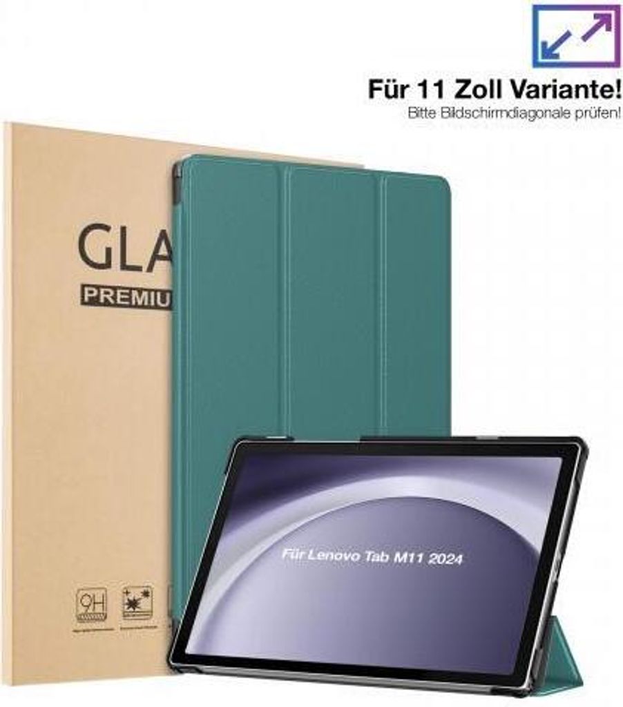 Schutzhülle + 2x 9H Display Glas für Lenovo Tab M11 11.0 Zoll Cover Case Schutz Tablet Farbe: Türkis
