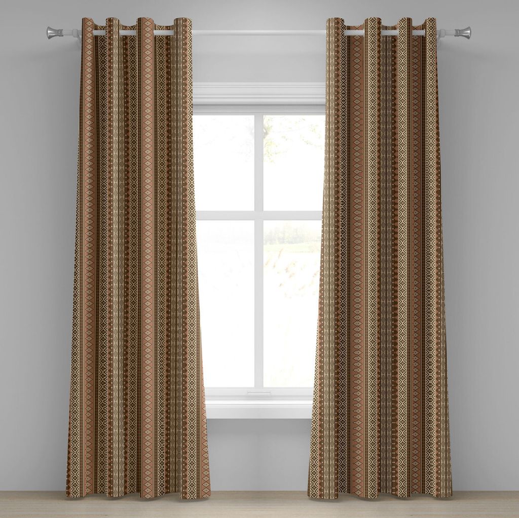 ABAKUHAUS orientalisch Ösenvorhang, Geometrische afrikanische Kultur beeinflusst Rhomben und Fischgrätenmuster, Dekorative 2-Panel-Fenstervorhän...