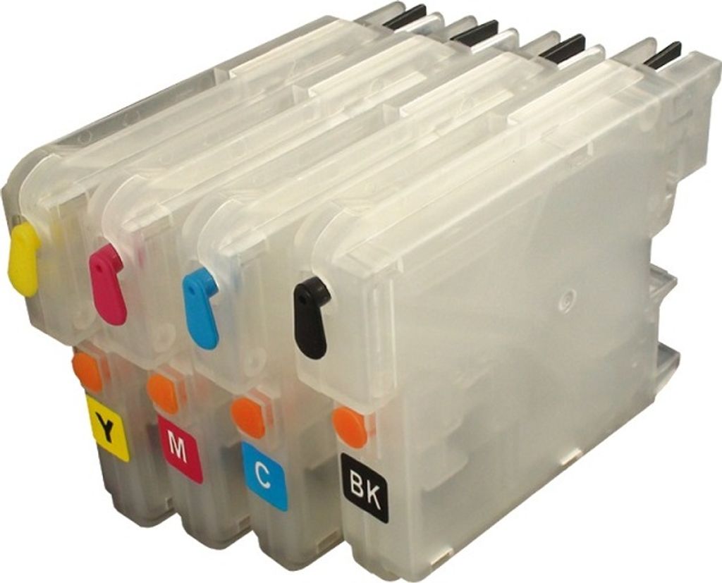 Wiederbefüllbare Tintenpatronen kompatibel mit LC-985 black, cyan, magenta, yellow für Brother DCP-J125, J315, J515, J140W, MFC-J220, J265, J410,...