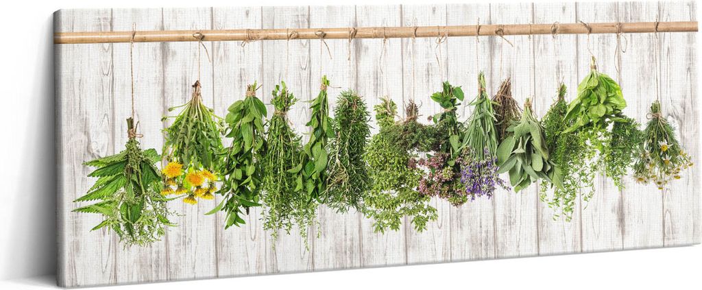 Getrocknete Kräuter und Pflanzen – Leinwandbild Wandbild – 125x50 cm – Leinwandbilder – Wandbilder – Schlafzimmer – Flur