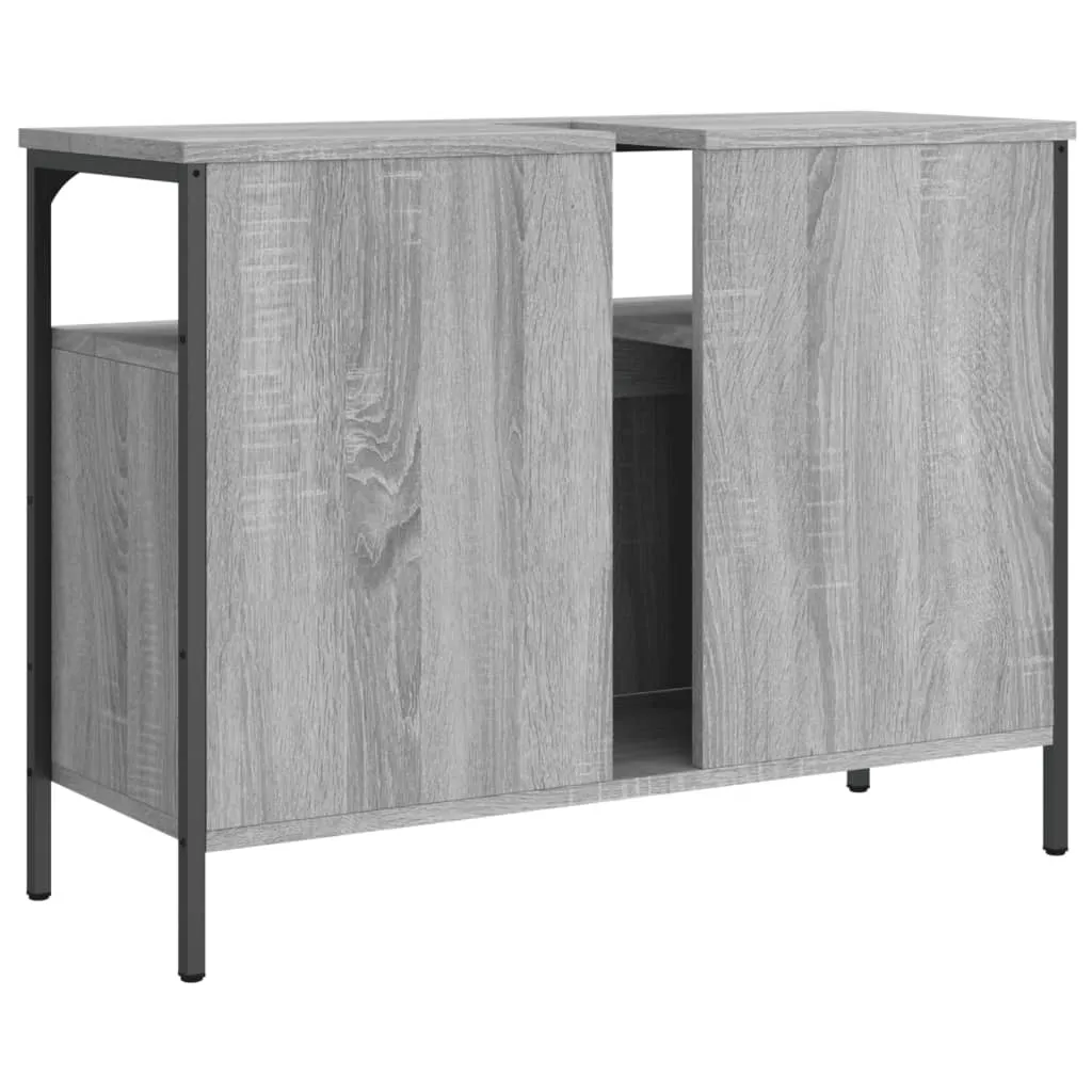 Mobile Lavabo Bagno Grigio Sonoma 80x30x60 cm SYFAX - Arredo Salvaspazio - 7