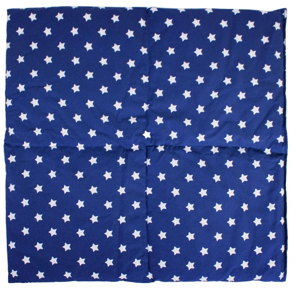 Johanniskernkissen 40x40cm 4-Kammer groß Sterne-blau - Wärmekissen - Körnerkissen