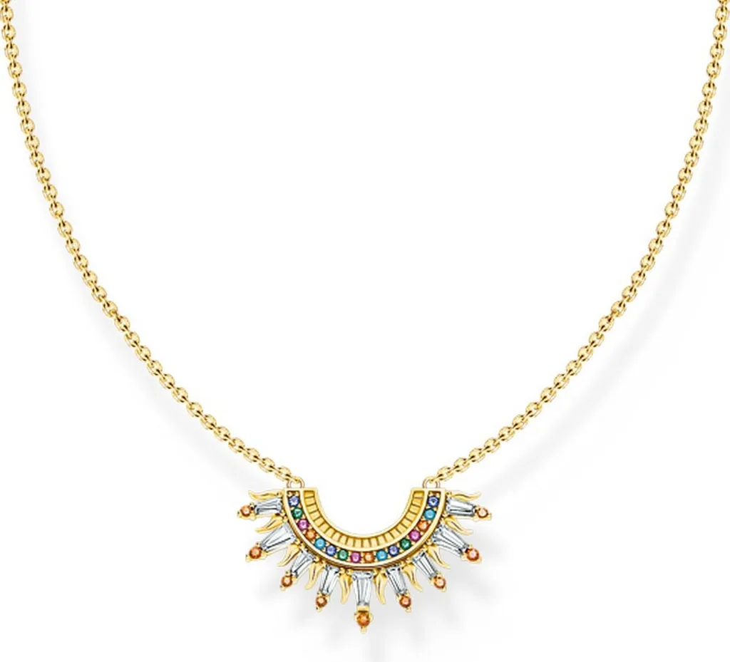 Collier Anti-Ternissement Plaqué Or et Pierres de Couleur pour Femme