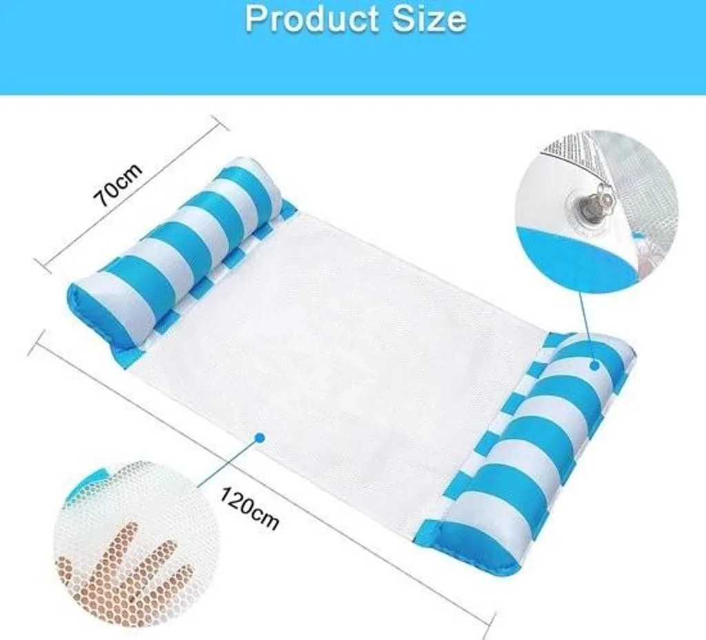 Hamac à eau gonflable 4 en 1 multi-usage pour piscine et plage - Bleu - 3