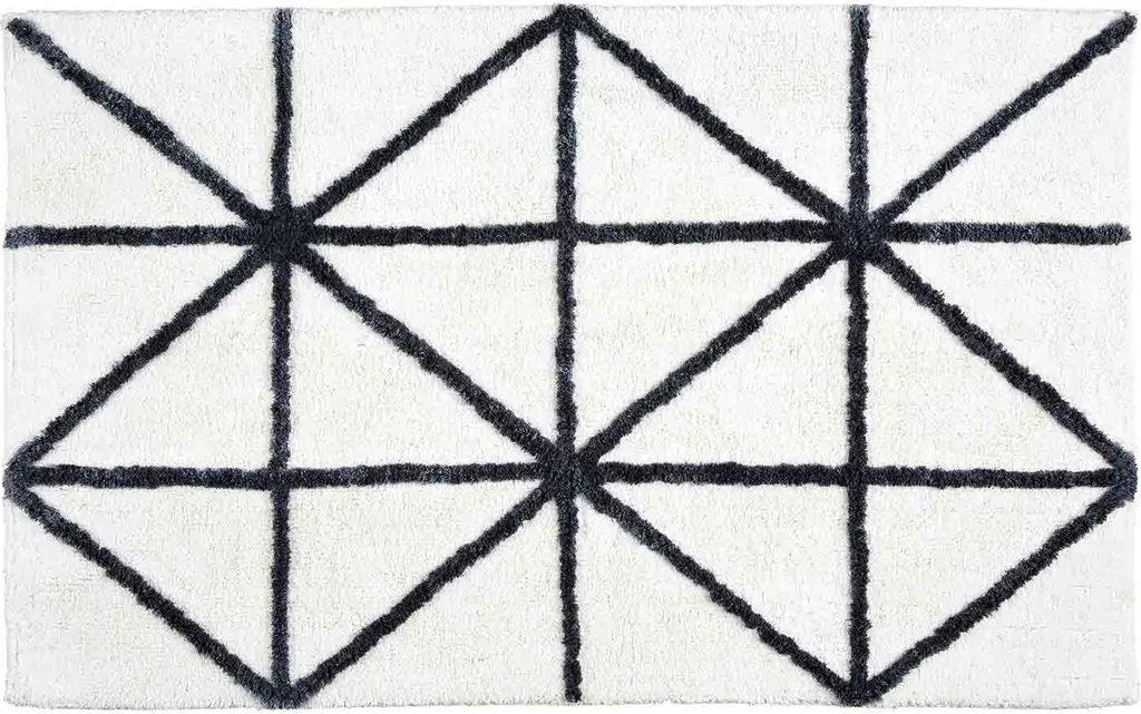 SCHÖNER WOHNEN Collezione Tappeto da bagno BARBADOS GRAFIK Bianco 60 x 90 cm