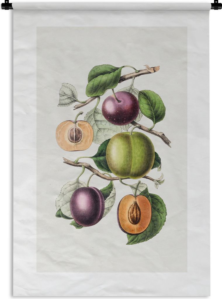 MuchoWow Wandteppich Wandbehang Lebensmittel - Obst - Zweige 90x135 cm Tapisserie Dekoration Wandtuch - Baumwolle - Wandskulptur