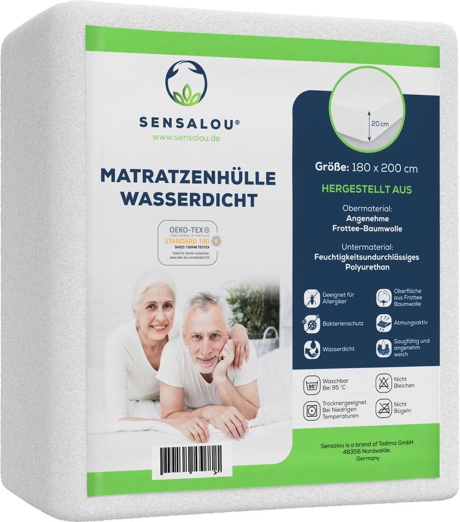 Poťah na matrac Sensalou so zipsom, nepremokavý - 180 x 200 Obrázok produktu