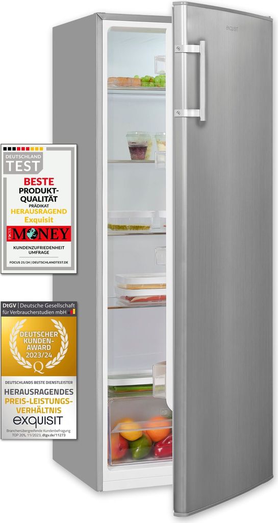 Exquisit Vollraumkühlschrank KS320-V-H-040E inoxlook | 242 Produktbild 1