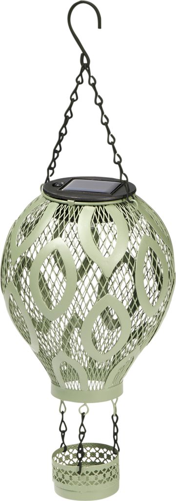 LED Solar Metall Heißluftballon LED Windlicht Dekolampe Schattenspiel orientalisch grün