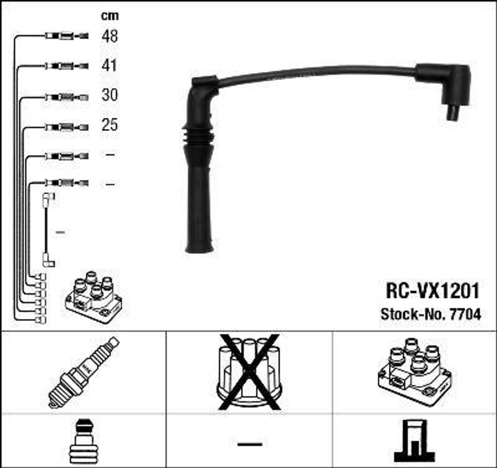 NGK 7704 Zündkabelsatz Zündleitungssatz für VAUXHALL Cavalier Mk III Limousine (J89) Cavalier Mk III CC (J89)