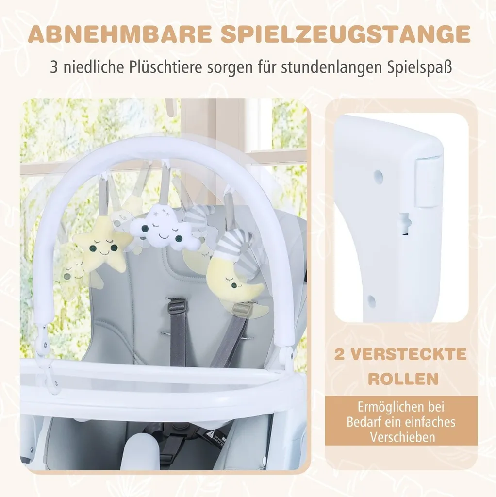Chaise haute repas bébé pliable et ajustable pour petits espaces gris - 3