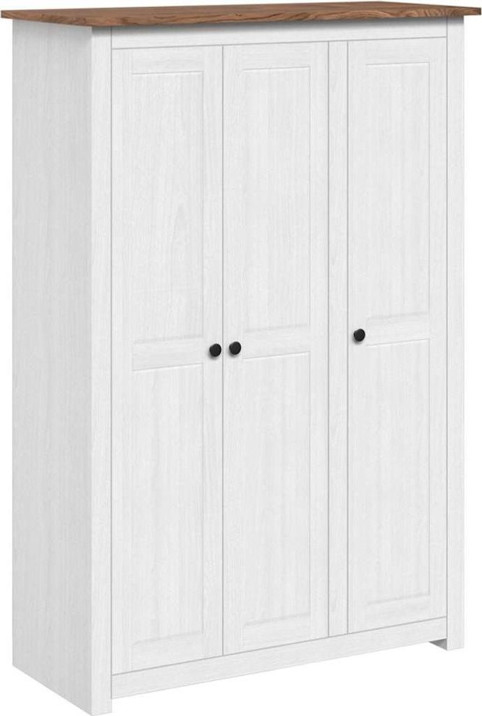 vidaXL Kleiderschrank 3-Türig Weiß 118×50×171,5 cm Kiefer Produktbild 