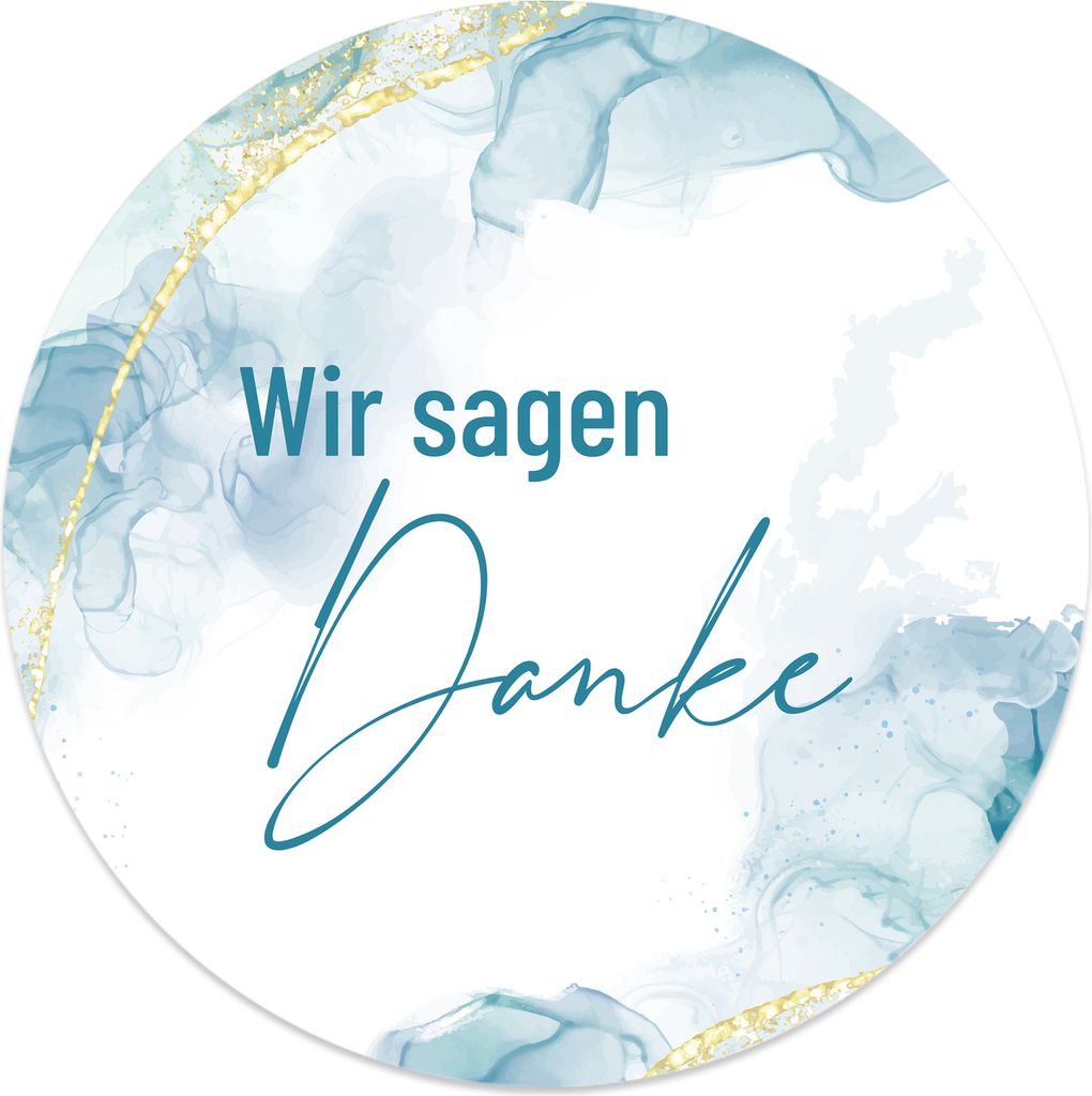 MAVANTO 20x Wir sagen Danke Aufkleber 4,5 cm rund - Sticker für Hochzeit & Geburtstag (Marmor)