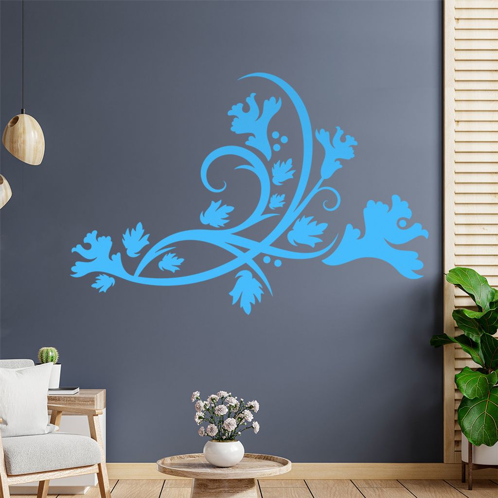 Ranken Blüte geschwungen Wandtattoo in 6 Größen - Wandaufkleber Wall Sticker - Dekoration, Küche, Wohnzimmer, Schlafzimmer, Badezimmer