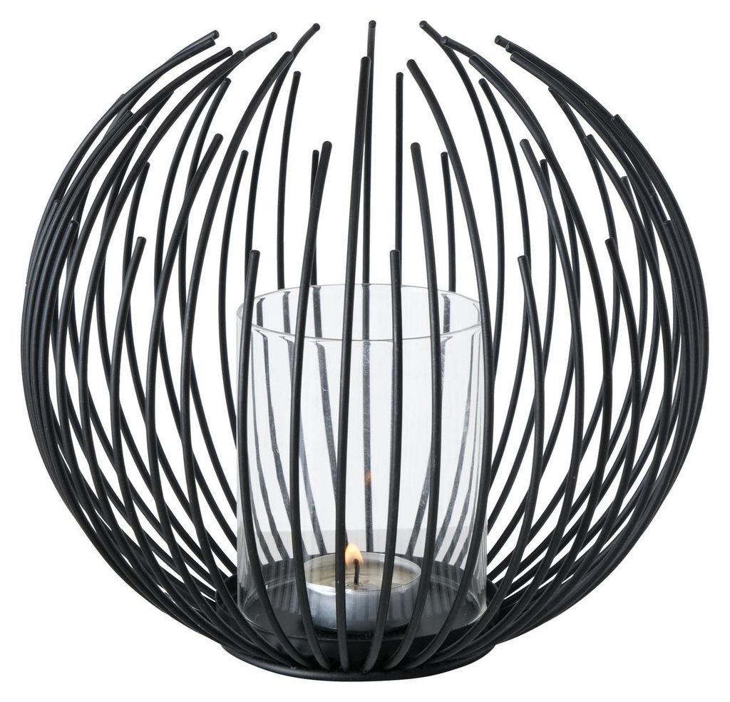 Windlicht Cylon Glaszylinder Eisen schwarz H 20 cm Ø 24 cm Produktbild 