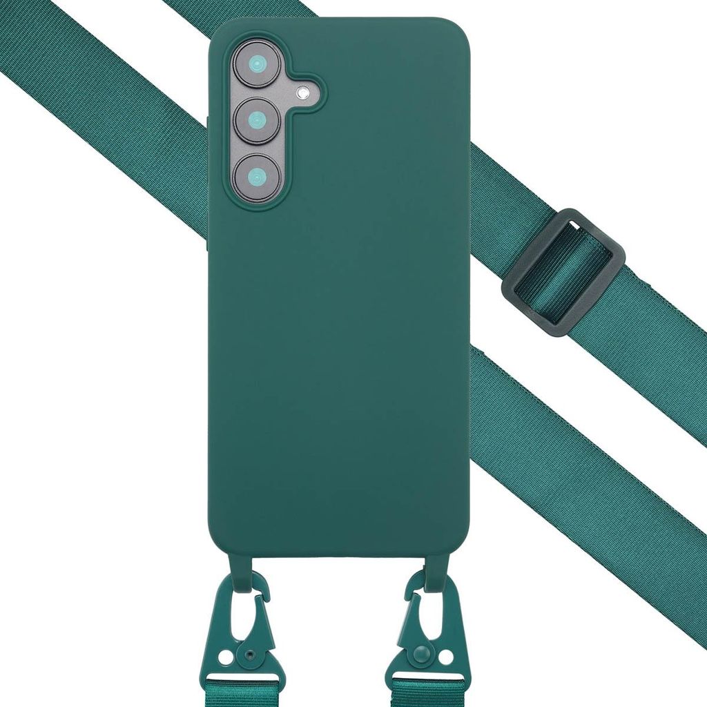 Selencia SilikonHülle mit abnehmbarem Band Samsung Galaxy S25 FE - Dunkelgrün