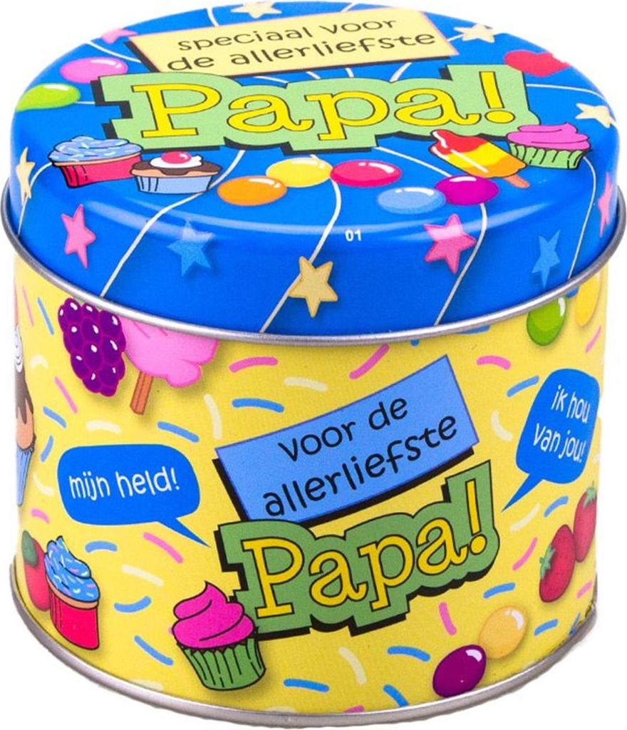 Bonbondose Papa Serie, 9x9x7,5 cm, wiederverwendbar & robust, Cartoon-Design
