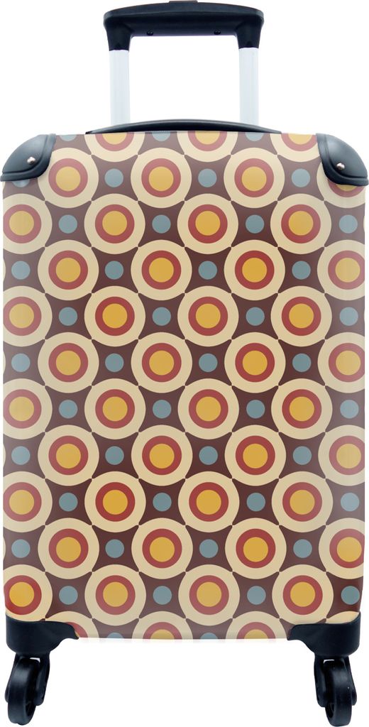 MuchoWow MuchoWow Koffer Handgepäck Trolley Rollkoffer Kleine Reisekoffer mit 4 Rollen - Retro - Vintage - Design - Kreis - Cabin Size < 55x40...