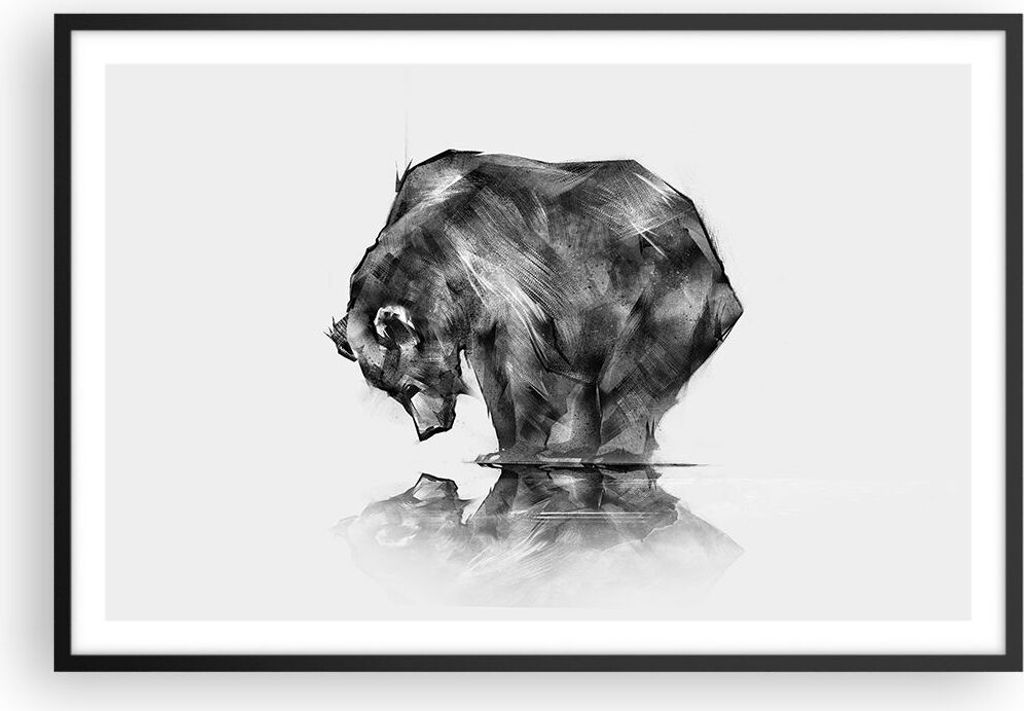 Gerahmtes Poster - Schwarzer Rahmen - Bär Tier - 91,5x61 cm - Wand Bild - Wanddeko - Wandbilder - Kunstposter - Wandposter - Bilderrahmen - Bilder...