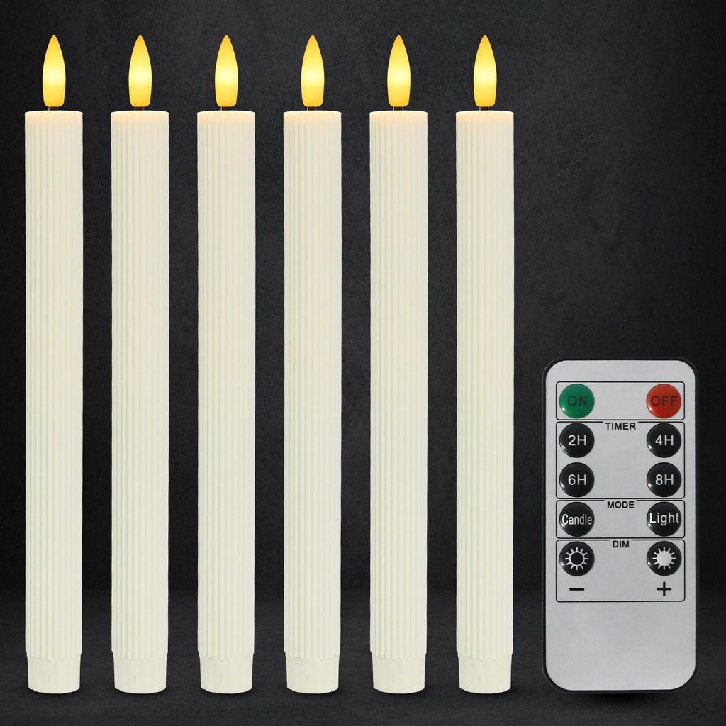 LED Stabkerzen mit Fernbedienung, Flammenlose Tafelkerzen Produktbild 