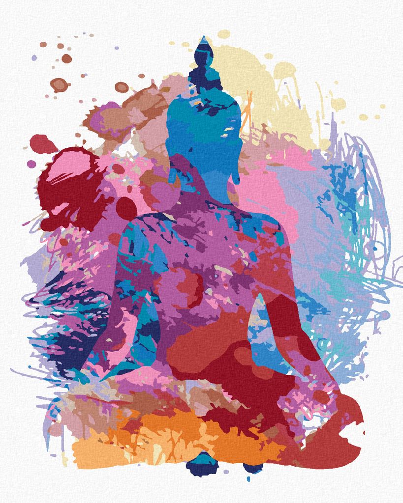Zuty - Malen nach Zahlen - ABSTRAKTER BUNTER BUDDHA, 40x50 cm, ohne Keilrahmen