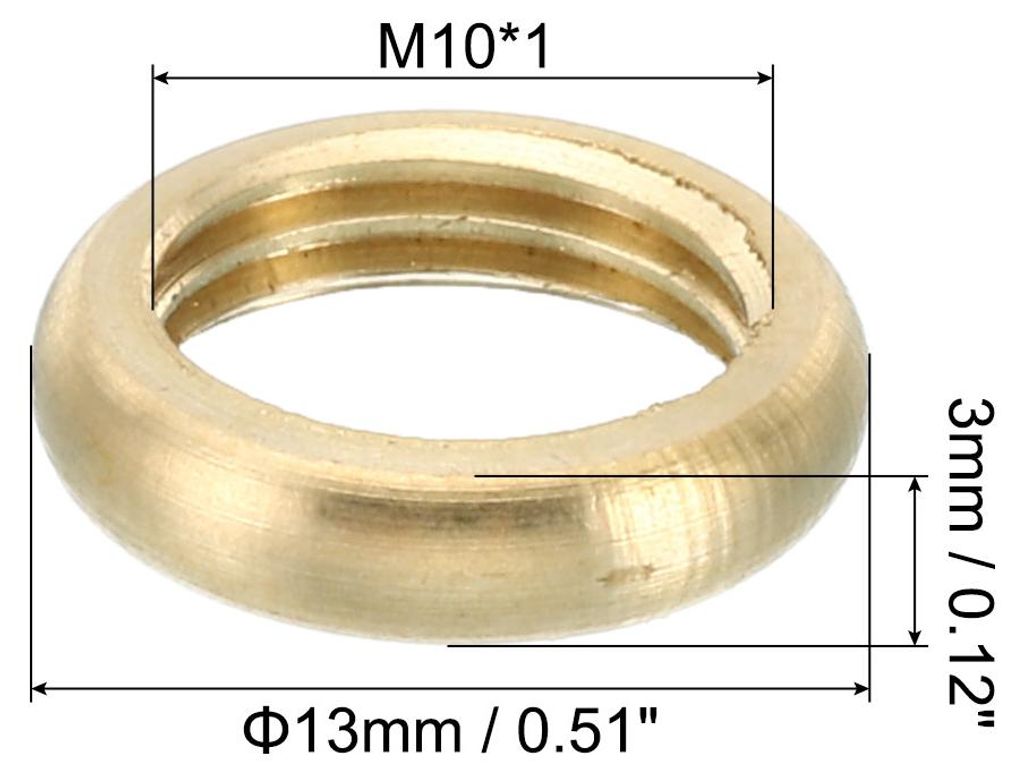M10x1 Messing Rund Sicherungsmutter 30 Pack Flache Radring Kontermutter Glatte Oberfl?che Verzierung fš¹r M?bel und Leuchten 3mm H?he