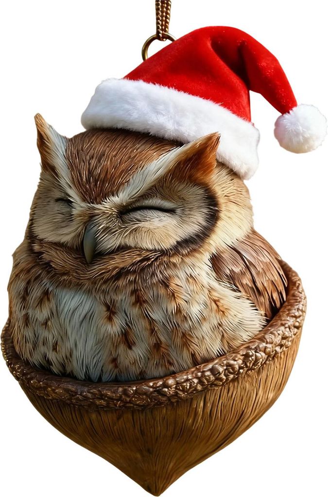 Waldtier-Eichel-Ornament, Waldtier-Weihnachtsornamente, 2D-Acryl, gemütliche Tannenzapfen-Tiere, Hängedekoration für Zuhause und Partys
