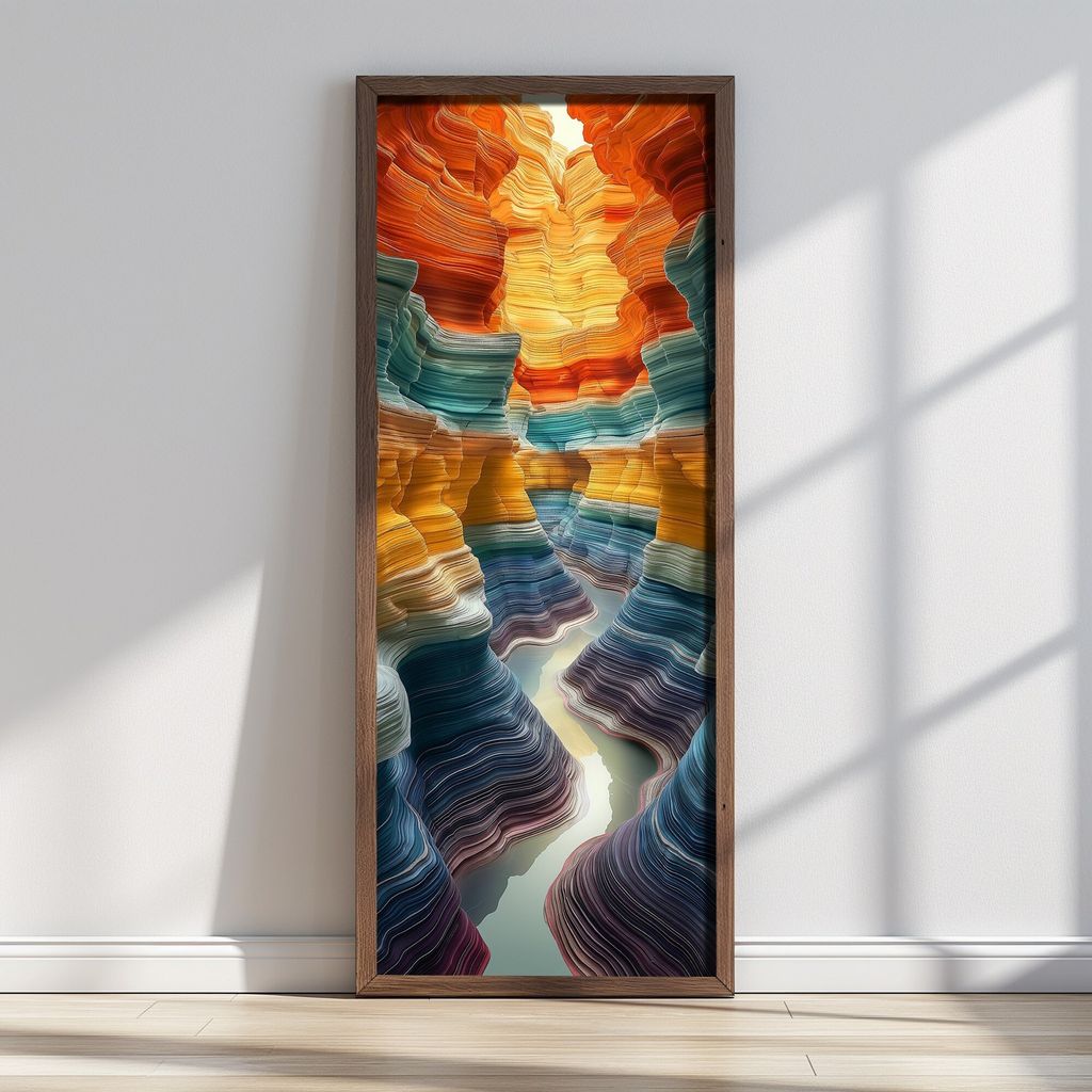 Wallity, LONG023-S/120-40, Dekoratives gerahmtes MDF-Gemälde, Mehrfarbig, 100 % MDF, 40 x 120 cm