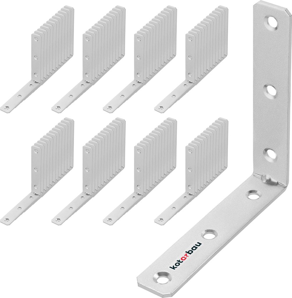 KOTARBAU 100er Set Winkel 10 x 10 x 2 cm Winkelverbinder Schwerlastwinkel aus Verzinkte Stahl Eckwinkel mit Sicke Stahl Blechwinkel Metallwinkel ...