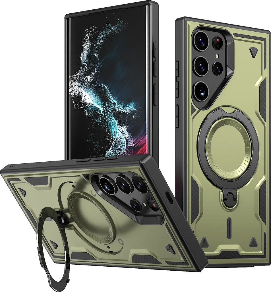 Custodia S22 Ultra Verde Militare Chic - Magnetica con Supporto