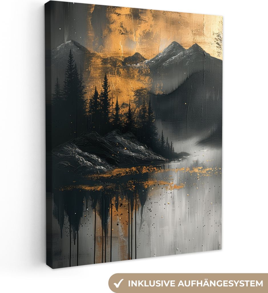 MuchoWow - Leinwandbilder - Natur - Abstrakt - Landschaft - Modern, Wandbild, Wanddeko Bilder Wohnzimmer, 90x120 cm
